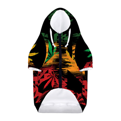 Rasta Peace Sign Print Dog Zip Up Hoodie
