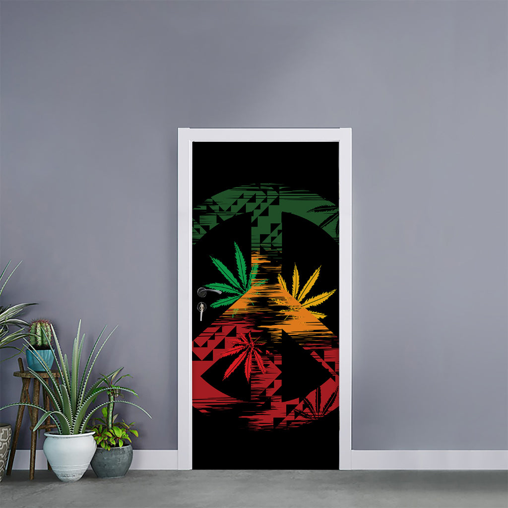 Rasta Peace Sign Print Door Sticker