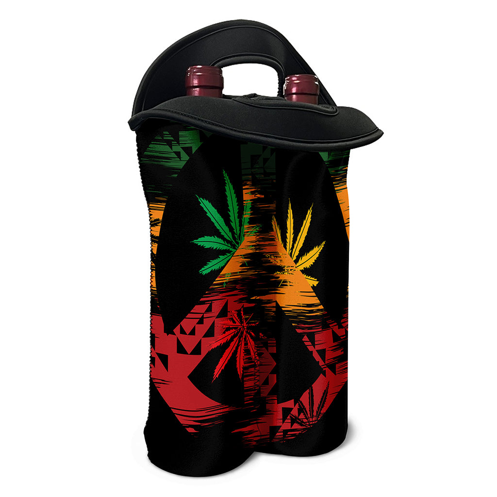 Rasta Peace Sign Print Double Neoprene Wine Tote