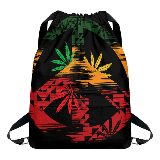 Rasta Peace Sign Print Drawstring Backpack
