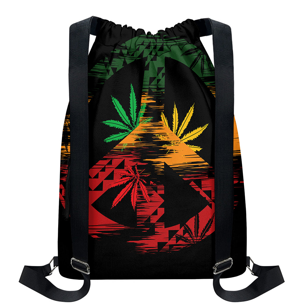 Rasta Peace Sign Print Drawstring Backpack