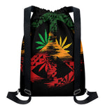 Rasta Peace Sign Print Drawstring Backpack