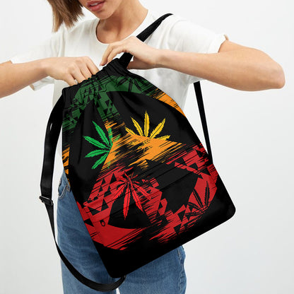 Rasta Peace Sign Print Drawstring Backpack