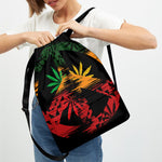 Rasta Peace Sign Print Drawstring Backpack