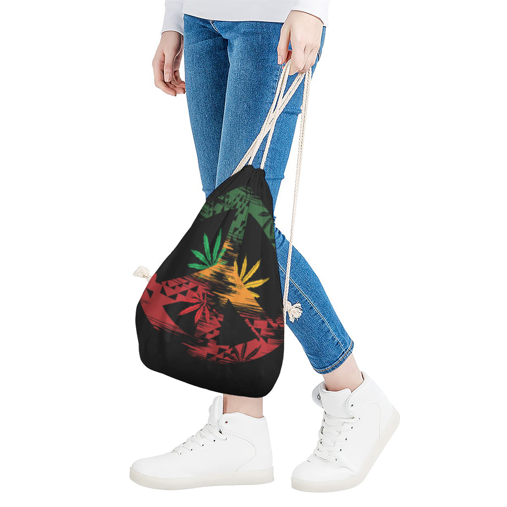 Rasta Peace Sign Print Drawstring Bag