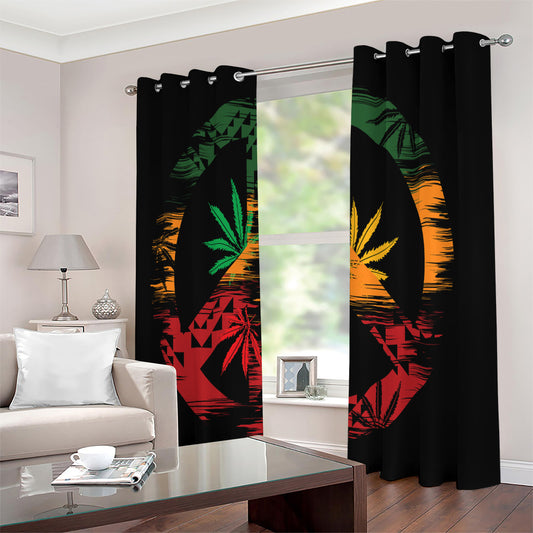 Rasta Peace Sign Print Extra Wide Grommet Curtains