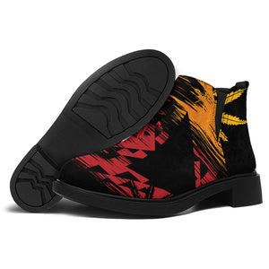 Rasta Peace Sign Print Flat Ankle Boots