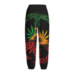 Rasta Peace Sign Print Fleece Lined Knit Pants