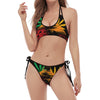 Rasta Peace Sign Print Halter Scoop Tie Side Bikini