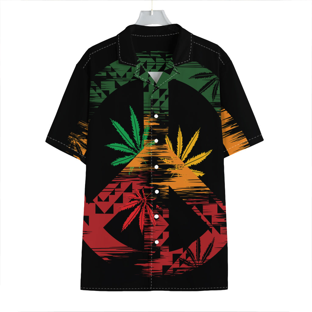 Rasta Peace Sign Print Hawaiian Shirt