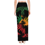 Rasta Peace Sign Print High Slit Maxi Skirt