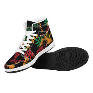 Rasta Peace Sign Print High Top Leather Sneakers