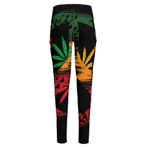 Rasta Peace Sign Print High-Waisted Pocket Leggings