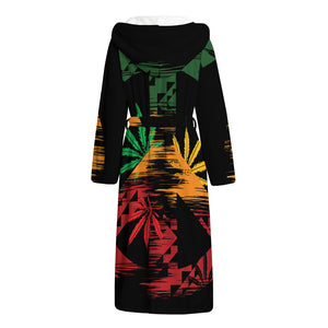 Rasta Peace Sign Print Hooded Bathrobe