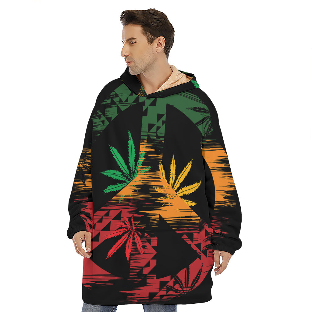 Rasta Peace Sign Print Hoodie Blanket