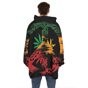 Rasta Peace Sign Print Hoodie Blanket