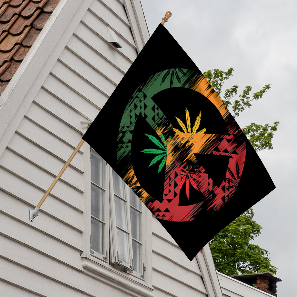 Rasta Peace Sign Print House Flag