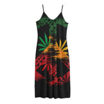 Rasta Peace Sign Print Jersey Midi Cami Dress