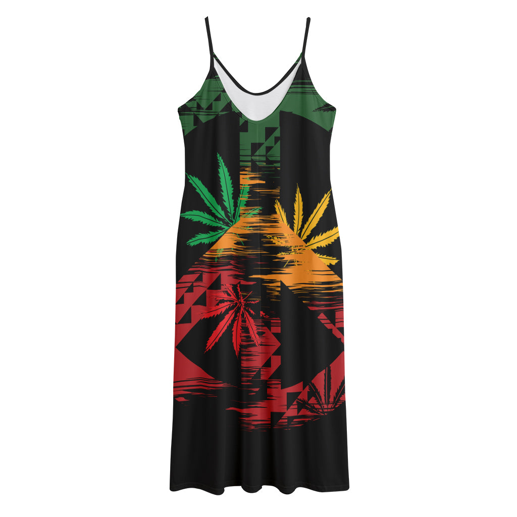 Rasta Peace Sign Print Jersey Midi Cami Dress