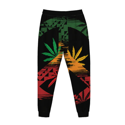 Rasta Peace Sign Print Jogger Pants