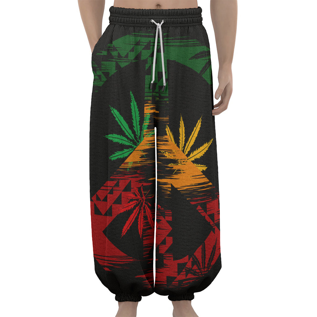 Rasta Peace Sign Print Lantern Pants