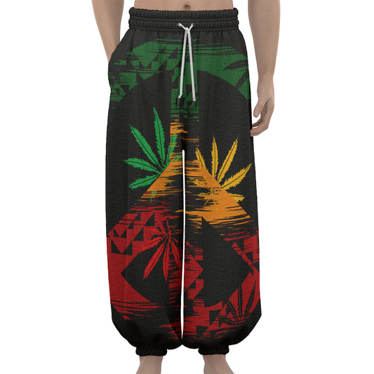 Rasta Peace Sign Print Lantern Pants