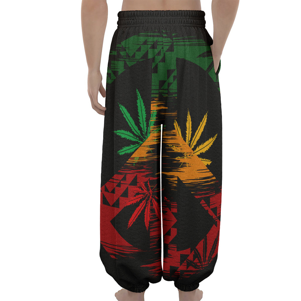 Rasta Peace Sign Print Lantern Pants