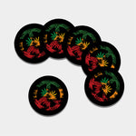 Rasta Peace Sign Print Leather Coaster Set
