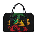 Rasta Peace Sign Print Leather Duffel Bag
