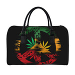 Rasta Peace Sign Print Leather Duffle Bag