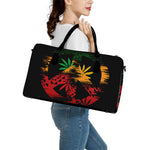 Rasta Peace Sign Print Leather Duffle Bag