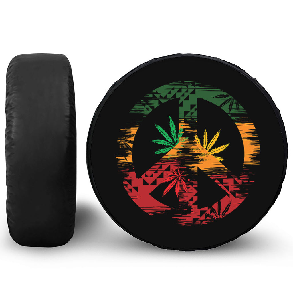 Rasta Peace Sign Print Leather Spare Tire Cover