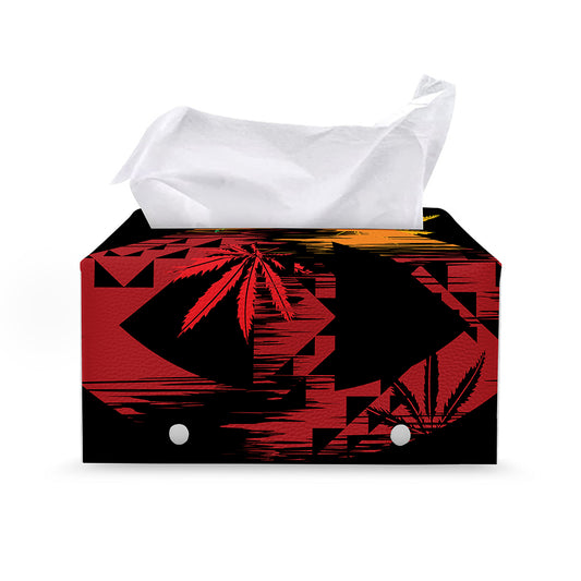 Rasta Peace Sign Print Leather Tissue Box Cover