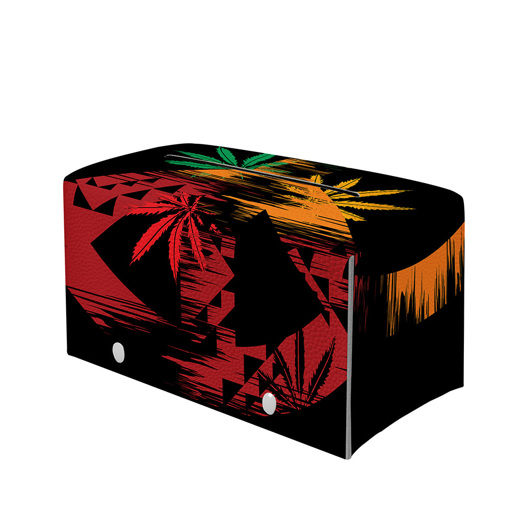 Rasta Peace Sign Print Leather Tissue Box Cover