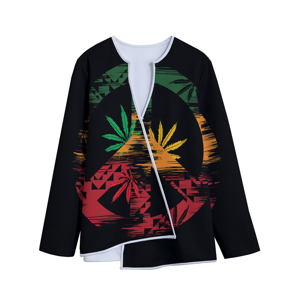 Rasta Peace Sign Print Long Sleeve Short Coat