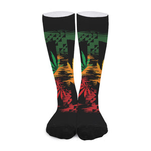 Rasta Peace Sign Print Long Socks