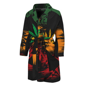 Rasta Peace Sign Print Men's Bathrobe