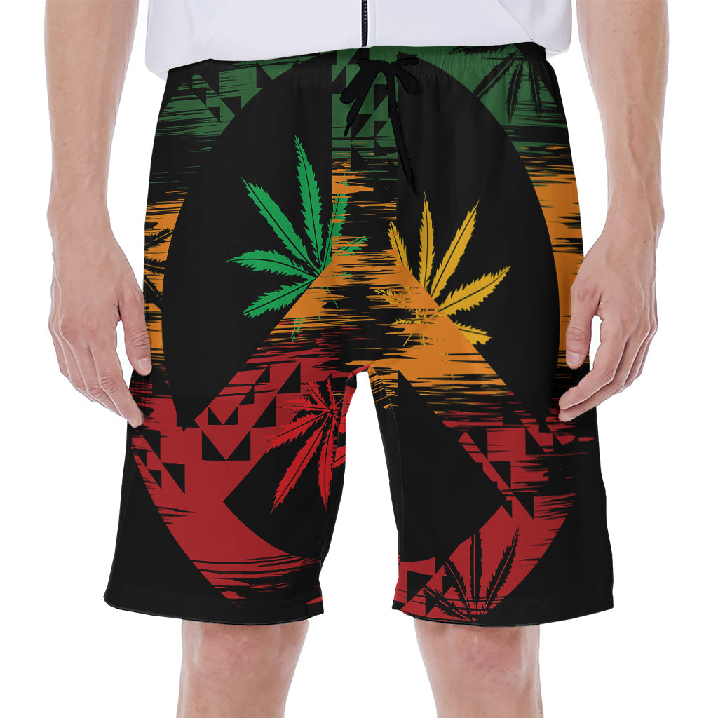 Rasta Peace Sign Print Men's Beach Shorts