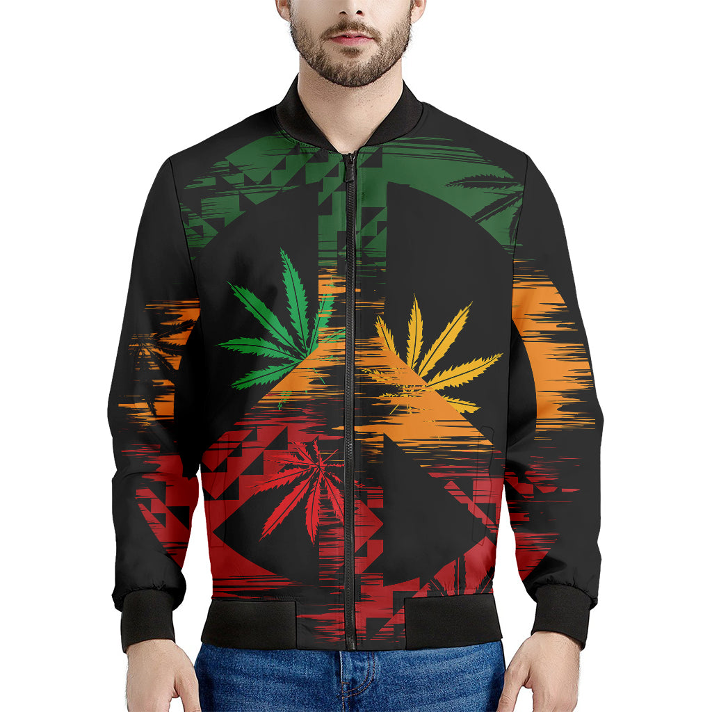 Rasta Peace Sign Print Men's Bomber Jacket