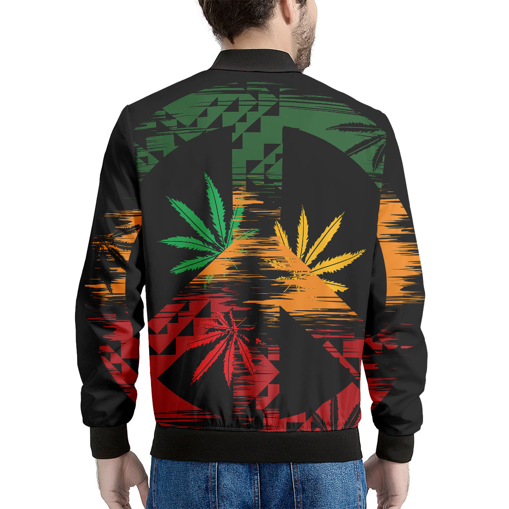 Rasta Peace Sign Print Men's Bomber Jacket