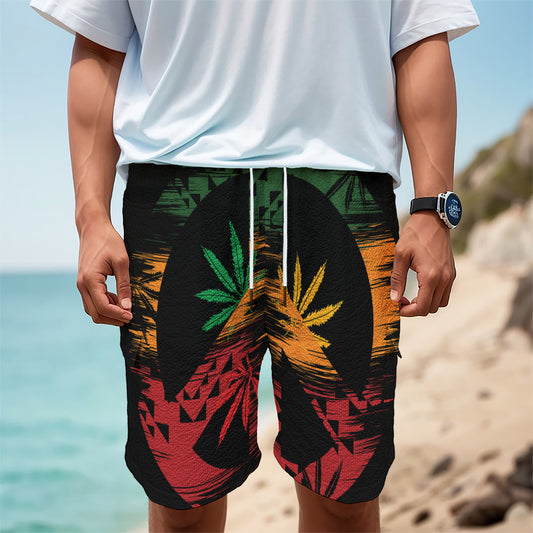 Rasta Peace Sign Print Men's Cargo Shorts