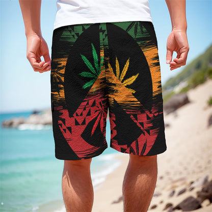 Rasta Peace Sign Print Men's Cargo Shorts