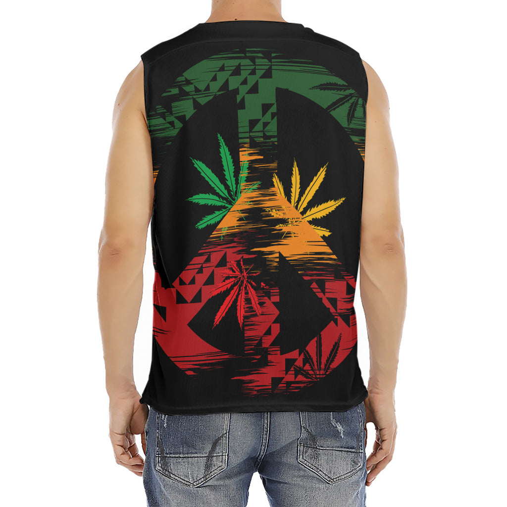 Rasta Peace Sign Print Men's Fitness Tank Top