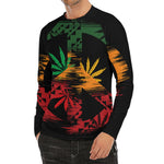Rasta Peace Sign Print Men's Long Sleeve Rash Guard