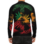 Rasta Peace Sign Print Men's Long Sleeve Rash Guard