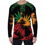 Rasta Peace Sign Print Men's Long Sleeve T-Shirt