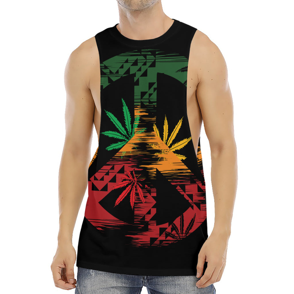 Rasta Peace Sign Print Men's Muscle Tank Top