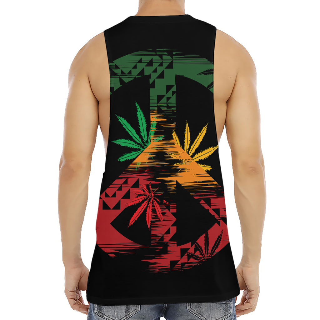 Rasta Peace Sign Print Men's Muscle Tank Top