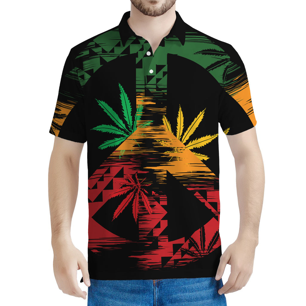 Rasta Peace Sign Print Men's Polo Shirt