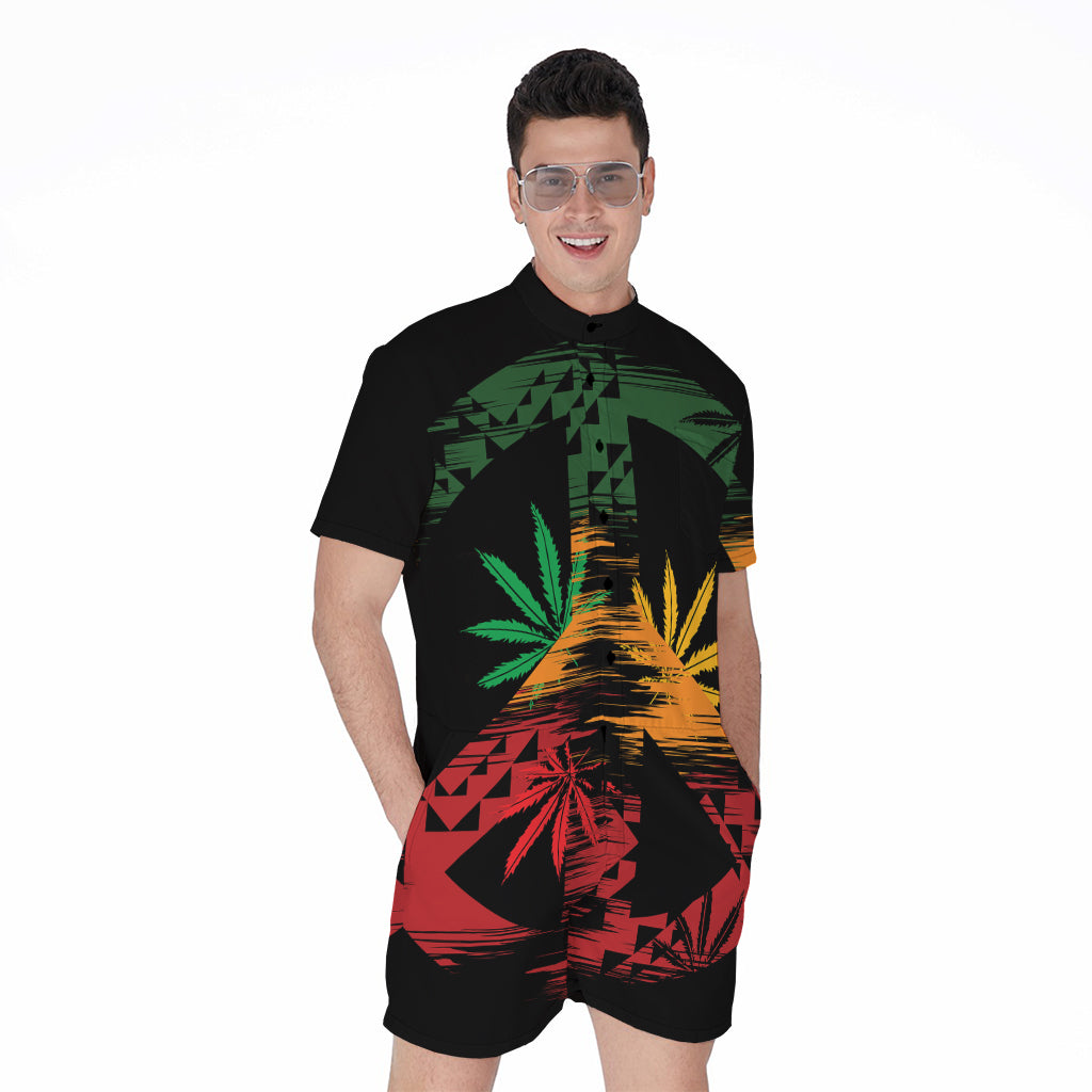 Rasta Peace Sign Print Men's Rompers